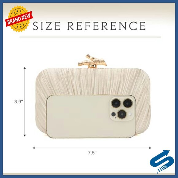 Pleated Silky Evening Clutch with Chain Strap - 7.5\